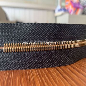 Large Brass Rhinestones Metal Lace Embroidery Zipper